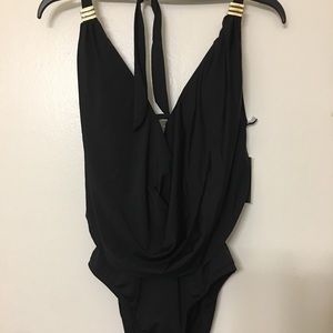 Macy’s bar III bathing suit black size medium new